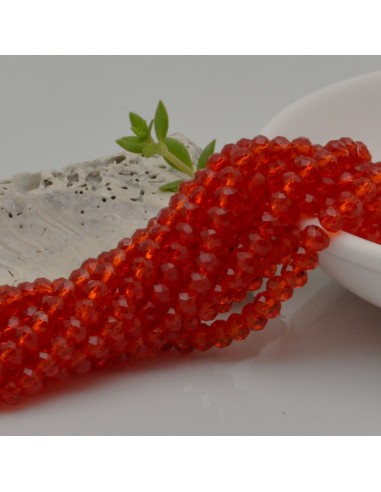 Filo di Mezzi Cristalli Rosso Rubino Rondelle 3x4mm Sfaccettati Briolette 125 a 145pz GDO | Gioie d'Oriente