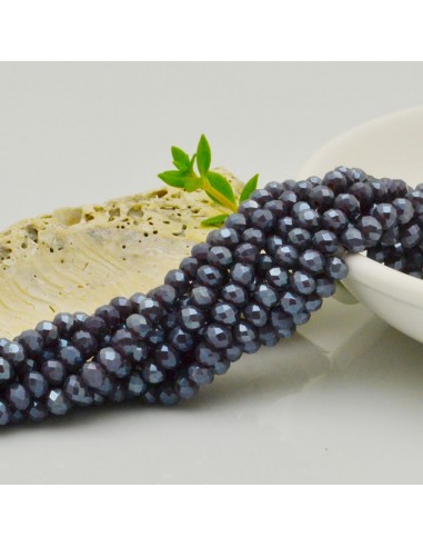 Filo di Mezzi Cristalli Viola Scuro Rodiato Grigio Trasparente 3x4mm Sfaccettati Briolette 125 a 145pz GDO | Gioie d'Oriente