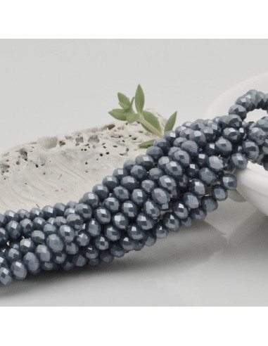 Filo di Mezzi Cristalli Petrolio Rodiato Rondelle 3x4mm Sfaccettati Briolette 125 a 145pz GDO | Gioie d'Oriente