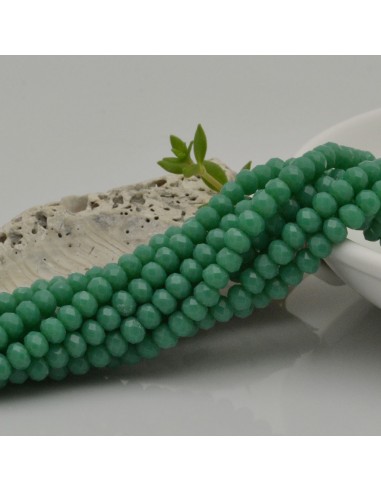 Filo di Mezzi Cristalli Tiffany Verde Rondelle 3x4mm Sfaccettati Briolette 125 a 145pz GDO | Gioie d'Oriente
