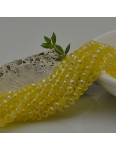 Filo di Mezzi Cristalli Giallo Trasparente Rondelle 3x4mm Sfaccettati Briolette 125 a 145pz GDO | Gioie d'Oriente