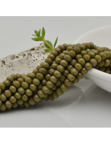 Filo di Mezzi Cristalli Senape Scuro Rondelle 3x4mm Sfaccettati Briolette 125 a 145pz GDO | Gioie d'Oriente