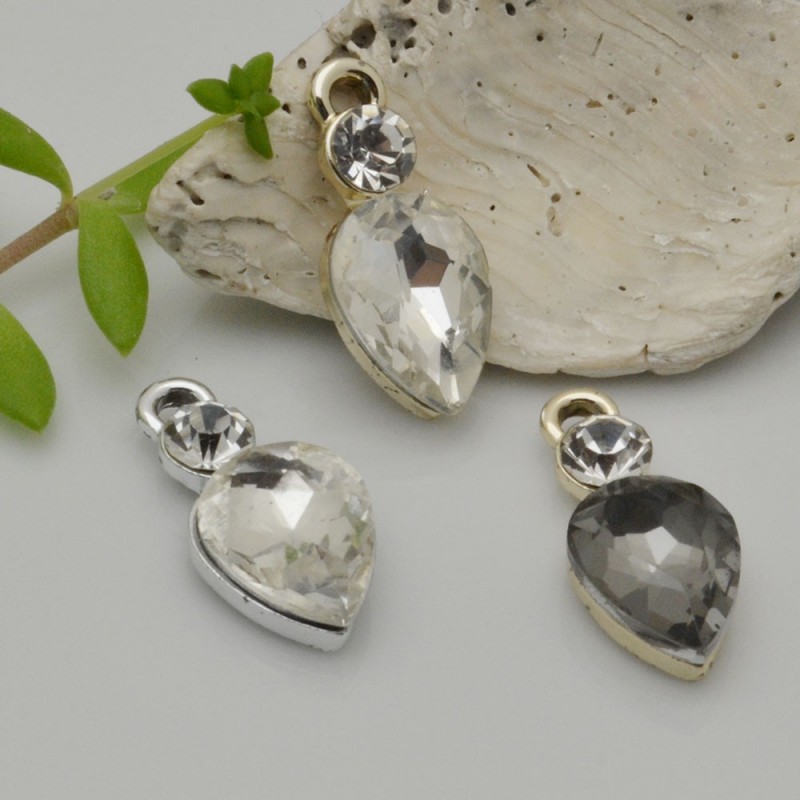 Ciondoli Charms corona con strass 14 x 21 mm in zama 1pz per le tue creazioni