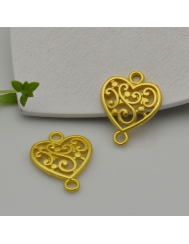 Connettore cuore in zama oro e argento 19x15 mm 1pz Gioie d'Oriente
