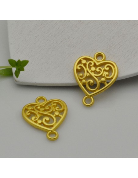 Connettore cuore in zama oro e argento 19x15 mm 1pz Gioie d'Oriente