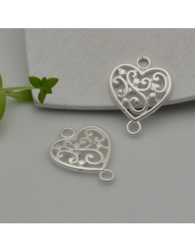 Connettore cuore in zama oro e argento 19x15 mm 1pz Gioie d'Oriente