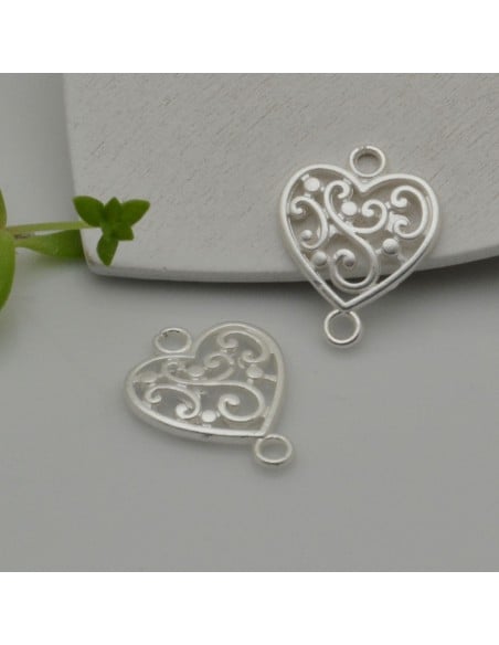 Connettore cuore in zama oro e argento 19x15 mm 1pz Gioie d'Oriente