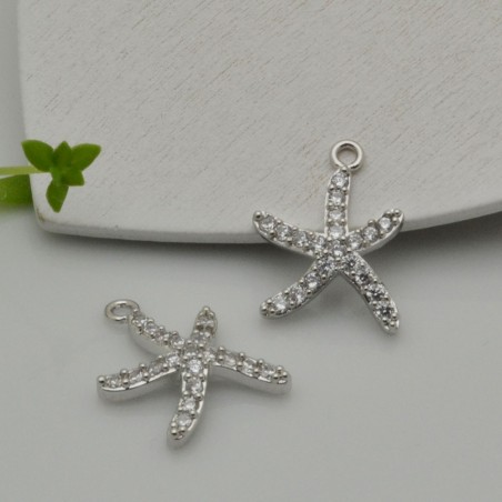 Ciondolo stella marina in rame con zirconi 13x16 mm 1pz Gioie d'Oriente
