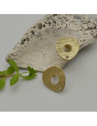 Base orecchini con perno forato e rigato in zama oro 15mm 1paio