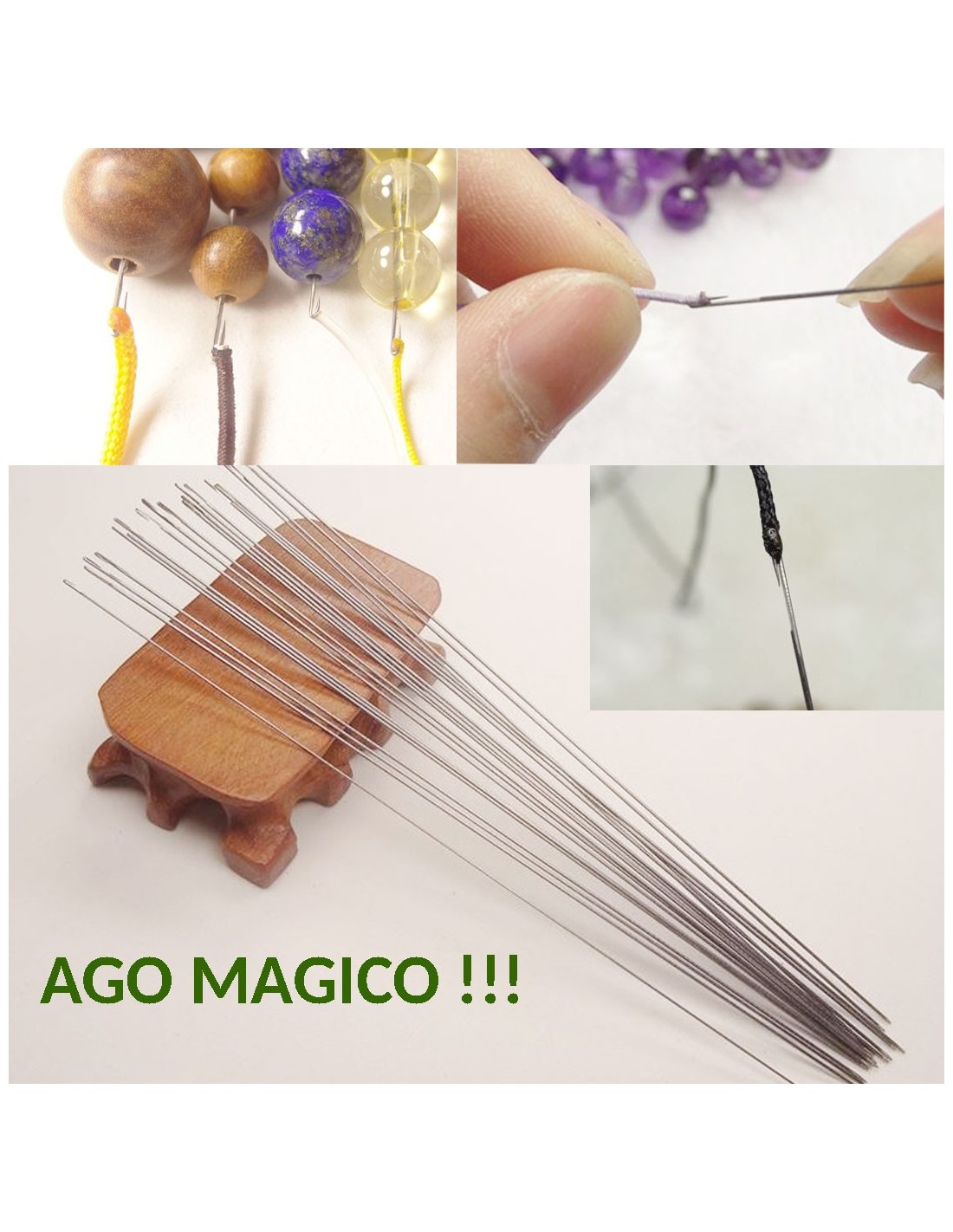 AGO MAGICO per infilare le perline 0.5 mm lunghezza 38 cm misura viaria  Gioie d'Orient