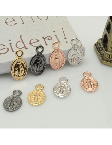 ciondoli madonnina piccoli 6 x 11 mm in ottone 2 pz per idea creare gioielli fai da te