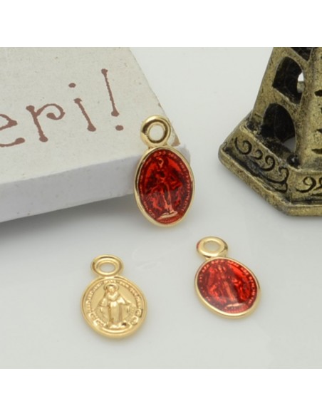 Ciondoli madonnina piccoli smaltati in ottone 6 x 11 mm 2pz Gioie d'Oriente