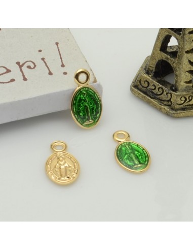 Ciondoli madonnina piccoli smaltati in ottone 6 x 11 mm 2pz Gioie d'Oriente
