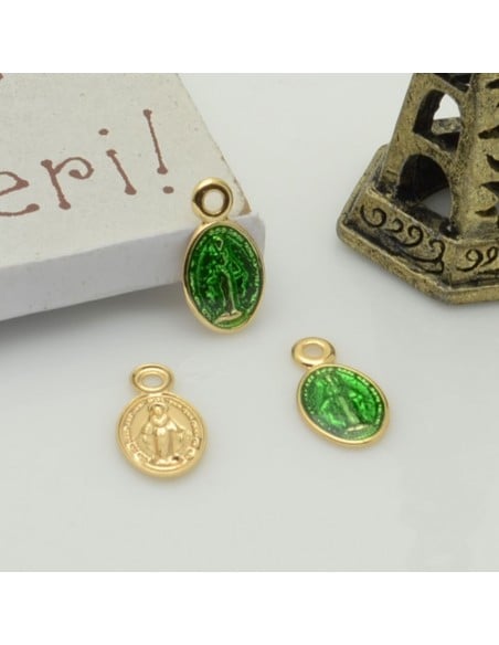 Ciondoli madonnina piccoli smaltati in ottone 6 x 11 mm 2pz Gioie d'Oriente