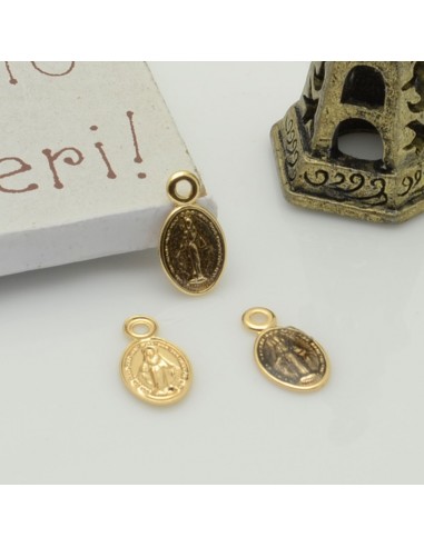Ciondoli madonnina piccoli smaltati in ottone 6 x 11 mm 2pz Gioie d'Oriente
