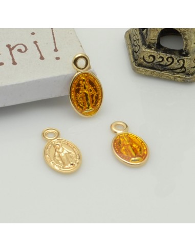 Ciondoli madonnina piccoli smaltati in ottone 6 x 11 mm 2pz Gioie d'Oriente
