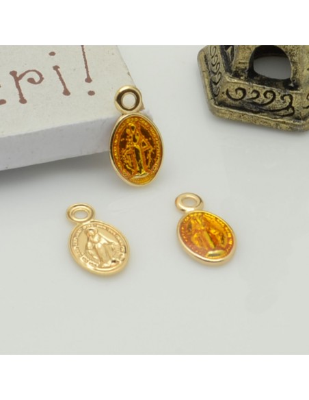 Ciondoli madonnina piccoli smaltati in ottone 6 x 11 mm 2pz Gioie d'Oriente
