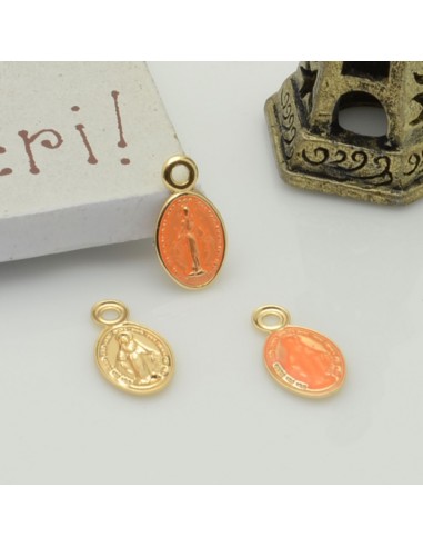 Ciondoli madonnina piccoli smaltati in ottone 6 x 11 mm 2pz Gioie d'Oriente