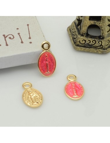 Ciondoli madonnina piccoli smaltati in ottone 6 x 11 mm 2pz Gioie d'Oriente