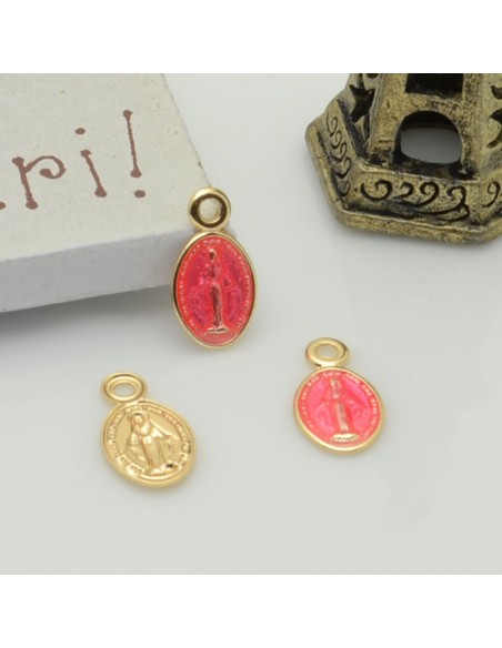 Ciondoli madonnina piccoli smaltati in ottone 6 x 11 mm 2pz Gioie d'Oriente