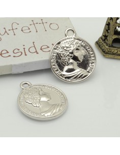 Ciondolo medaglia moneta in ottone 20x23 mm 1pz Gioie d'Oriente 2