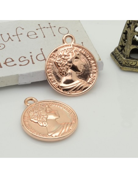 Ciondolo medaglia moneta in ottone 20x23 mm 1pz Gioie d'Oriente