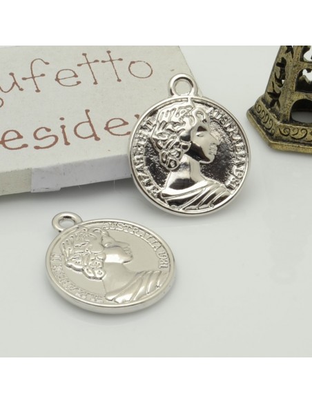 Ciondolo medaglia moneta in ottone 16x20 mm 1pz Gioie d'Oriente