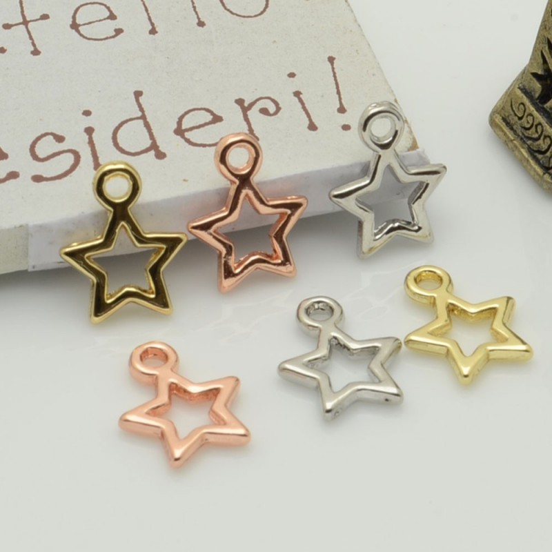 ciondolo forma di stella piccolo vuota 10 mm in ottone 2pz per gioielli fai da te