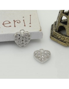 Ciondolo cuore in rame con zirconi 10 mm 1pz Gioie d'Oriente 2