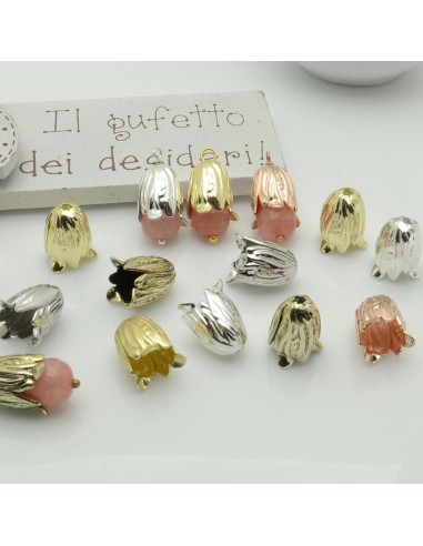 Copri perla a forma fiore campanula 10 x 12 mm  in ottone 1pz per le tue creazioni