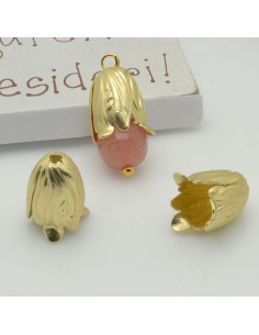 Copriperla fiore campanula ottone 10x12mm Gioie d'Oriente 2