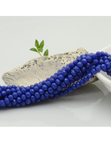Filo di Mezzi Cristalli Blu Rondelle 3x4mm Sfaccettati Briolette 125 a 145pz GDO | Gioie d'Oriente