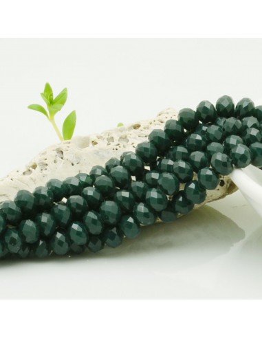 Filo di Mezzi Cristalli Verde Scurissimo Rondelle Cipollotti 4x6mm Sfaccettati Briolette circa 90pz GDO | Gioie d'Oriente