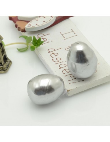 goccia barocche perla di maiorca Perlato irregolare 18 x 22 mm col grigio 1 pz  per tue creazioni