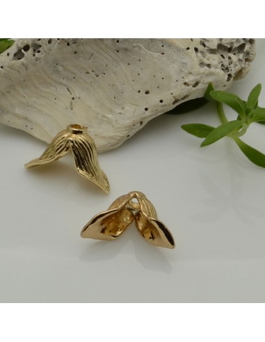 Copriperla fiore in ottone oro 12x20mm Gioie d'Oriente