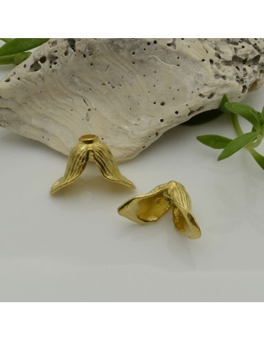 Copriperla fiore in ottone oro 12x20mm Gioie d'Oriente