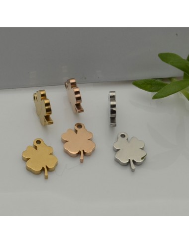 ciondolo quadrifoglio in acciaio inox inossidabile 7.5 X 10.50 mm liscio per le tue creazioni