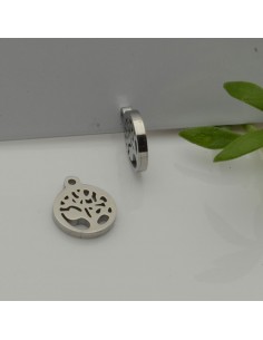 Ciondolo rotondo albero della vita in acciaio inossidabile 9x10.5 mm 1pz colori vari Gioie d'Oriente 2