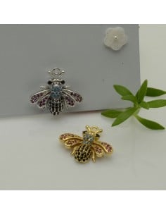 Ciondolo ape in ottone con strass e zirconi 17x19 mm 1pz Gioie d'Oriente