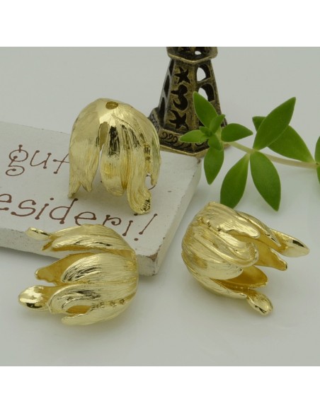 Copriperla fiore in ottone 14x16mm variante In Ottone - Oro Gioie d'Oriente