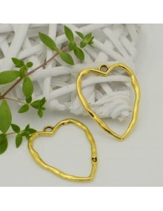 Ciondolo cuore traforato in zama oro 50x40 mm 1pz Gioie d'Oriente
