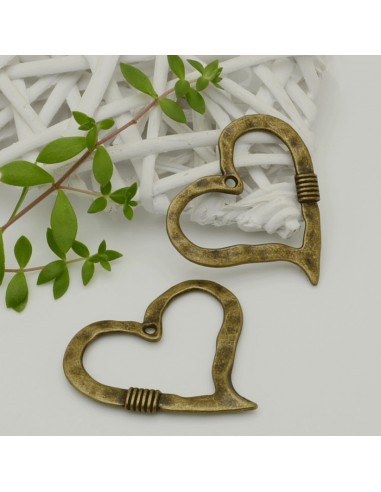 Ciondolo cuore vuoto grande in metallo bronzo 61 mm 1pz Gioie d'Oriente