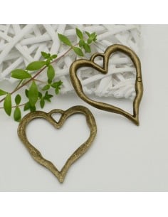 Ciondolo cuore vuoto grande in metallo bronzo 66x80 mm 1pz Gioie d'Oriente