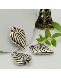 Ciondoli cuore con righe in Argentone argento 21x15 mm 6pz Gioie d'Oriente
