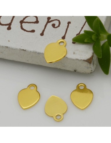 ciondoli cuore piccoli piatto liscio oro 5 x 6.7 mm PER bracciale BIGIOTTERIA