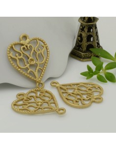 Connettore cuore decorato in zama oro 29x22 mm 4pz Gioie d'Oriente