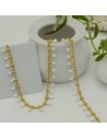 Catena in acciaio groumetta oro piatta forma gocce smaltato bianco altezza 0.6 mm confezione 50 cm