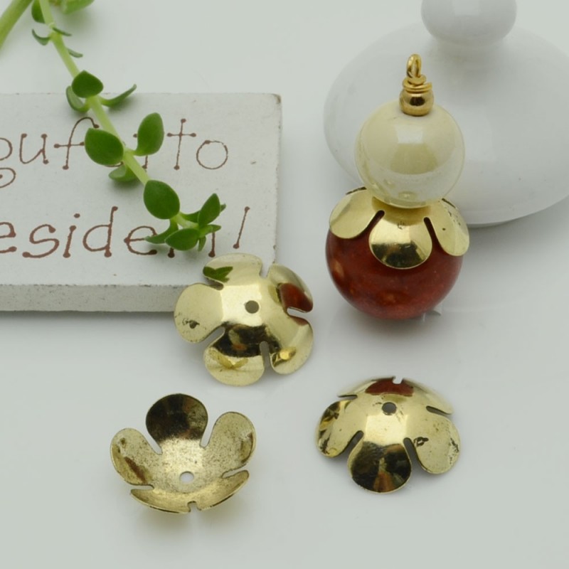 Copriperla fiore liscio ottone 16mm variante In Ottone - Ottone Naturale Gioie d'Oriente