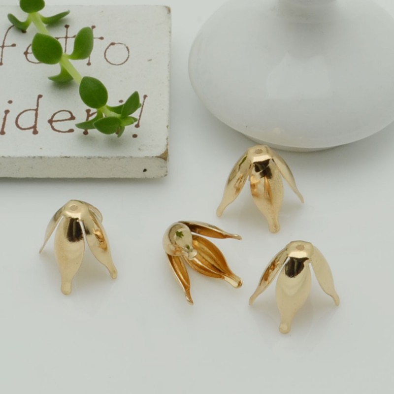 Copriperla fiore liscio ottone 12x10mm Gioie d'Oriente