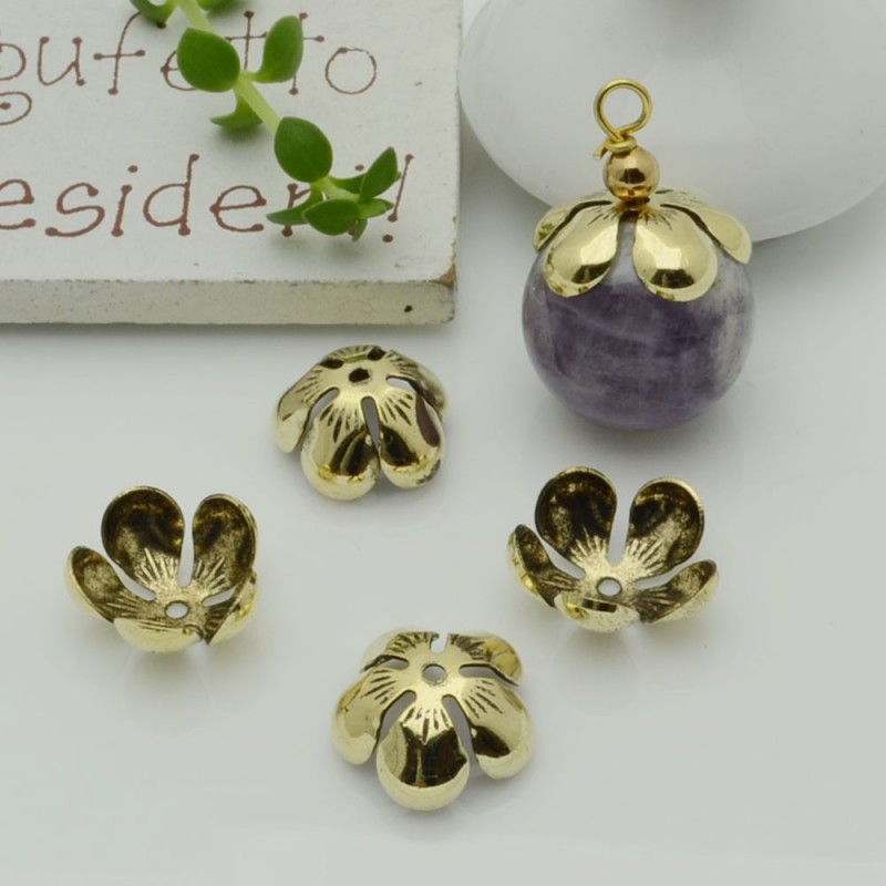 Copriperla fiore liscio ottone 15mm variante In Ottone - Ottone Naturale Gioie d'Oriente